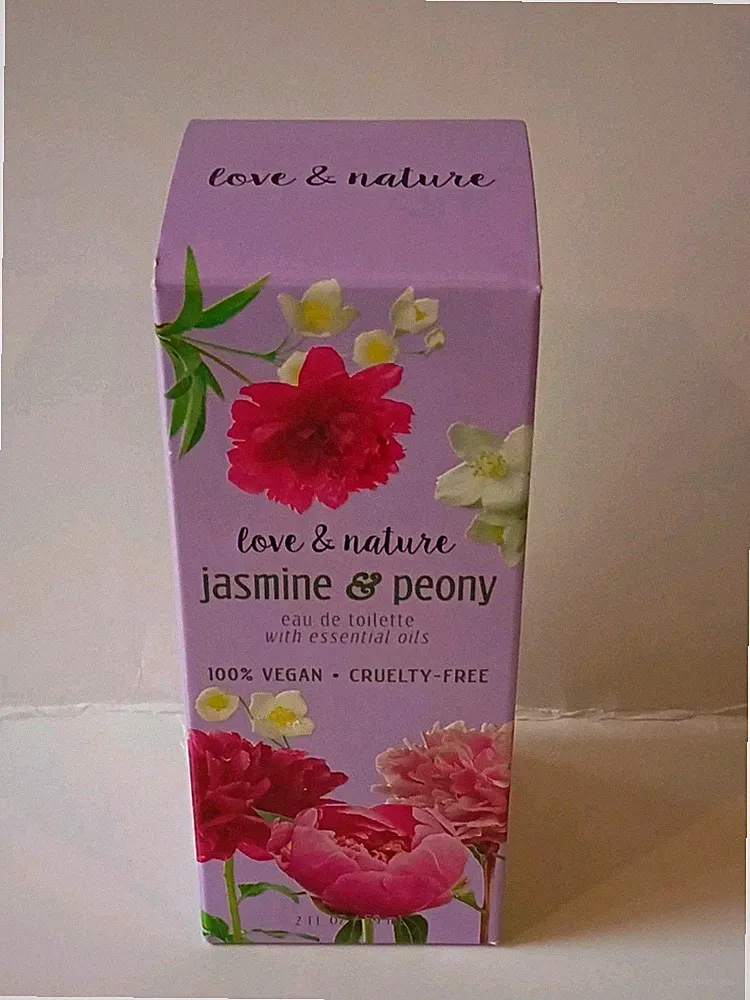 Love & Nature Jasmine & Peony Eau de Toilette Spray 2 Oz. Perfume New Vegan
