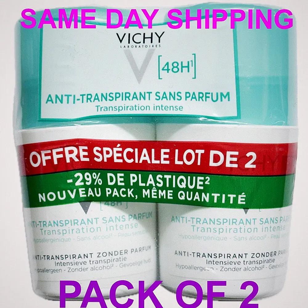 Vichy 48H Intensive Anti-perspirant Deodorant Roll-on 2 x 50ml US Seller